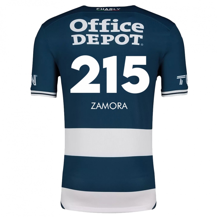 Niño Fútbol Camiseta Yahir Zamora #215 Azul Blanco 1ª Equipación 2024/25 Argentina