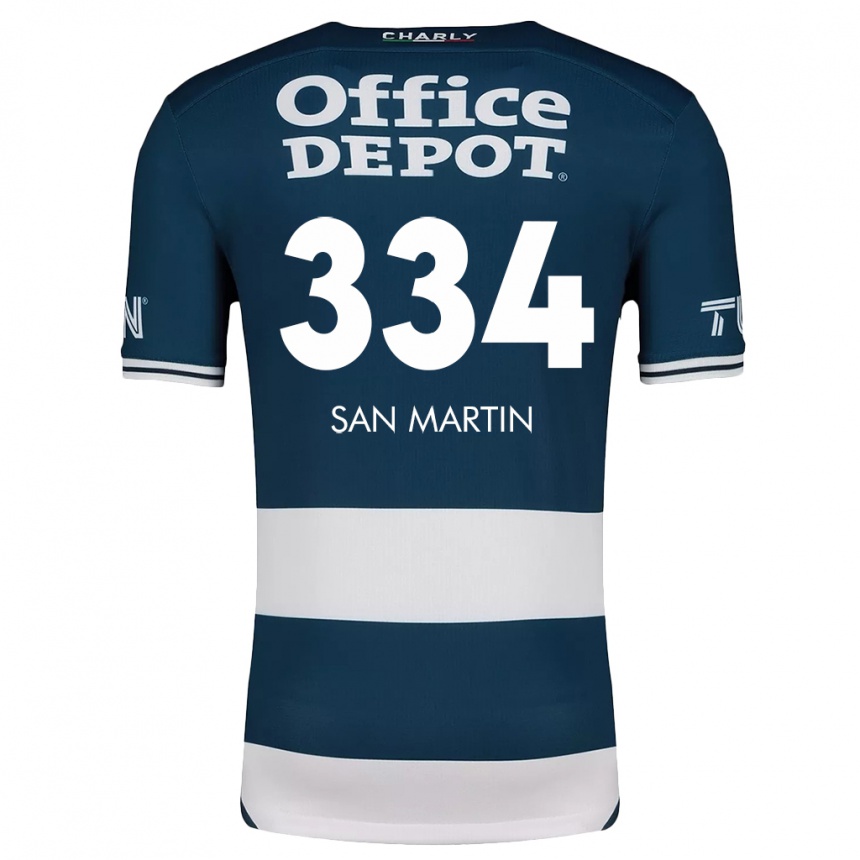 Niño Fútbol Camiseta Uziel San Martín #334 Azul Blanco 1ª Equipación 2024/25 Argentina