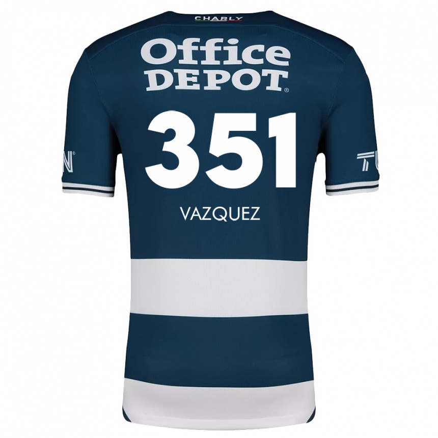 Niño Fútbol Camiseta Maximo Vázquez #351 Azul Blanco 1ª Equipación 2024/25 Argentina