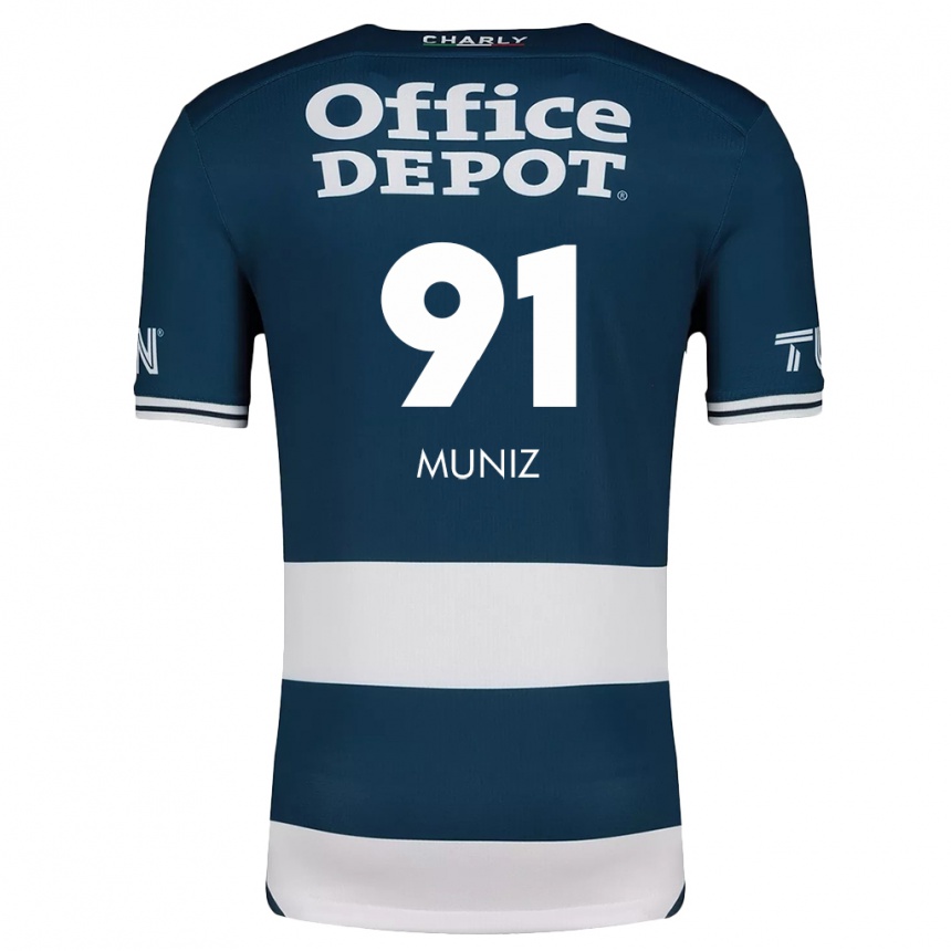 Niño Fútbol Camiseta Brandon Muñiz #91 Azul Blanco 1ª Equipación 2024/25 Argentina