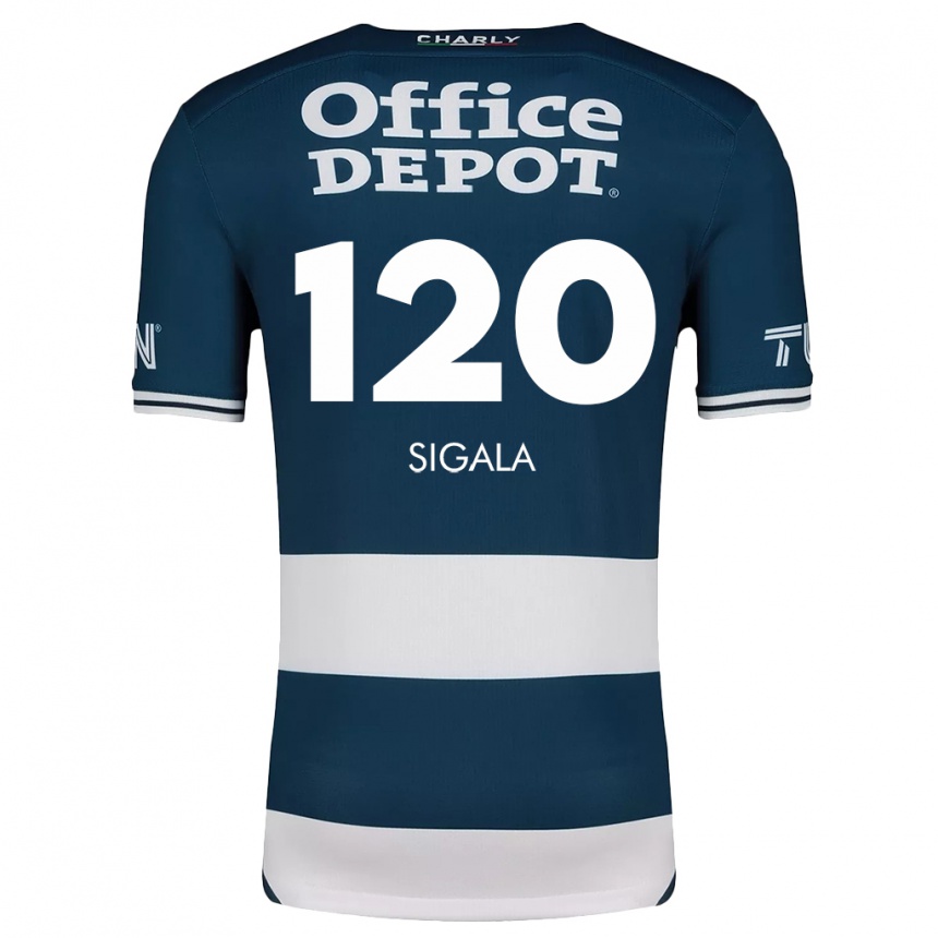 Niño Fútbol Camiseta Juan Sigala #120 Azul Blanco 1ª Equipación 2024/25 Argentina