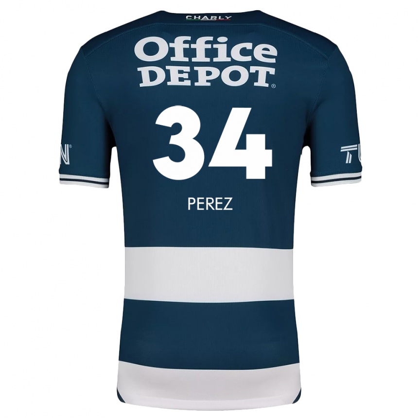 Niño Fútbol Camiseta Julio Pérez #34 Azul Blanco 1ª Equipación 2024/25 Argentina