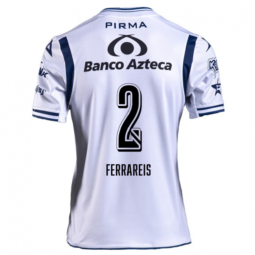 Niño Fútbol Camiseta Gustavo Ferrareis #2 Blanco Azul Marino 1ª Equipación 2024/25 Argentina