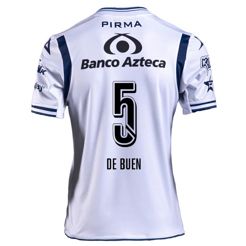 Niño Fútbol Camiseta Diego De Buen #5 Blanco Azul Marino 1ª Equipación 2024/25 Argentina