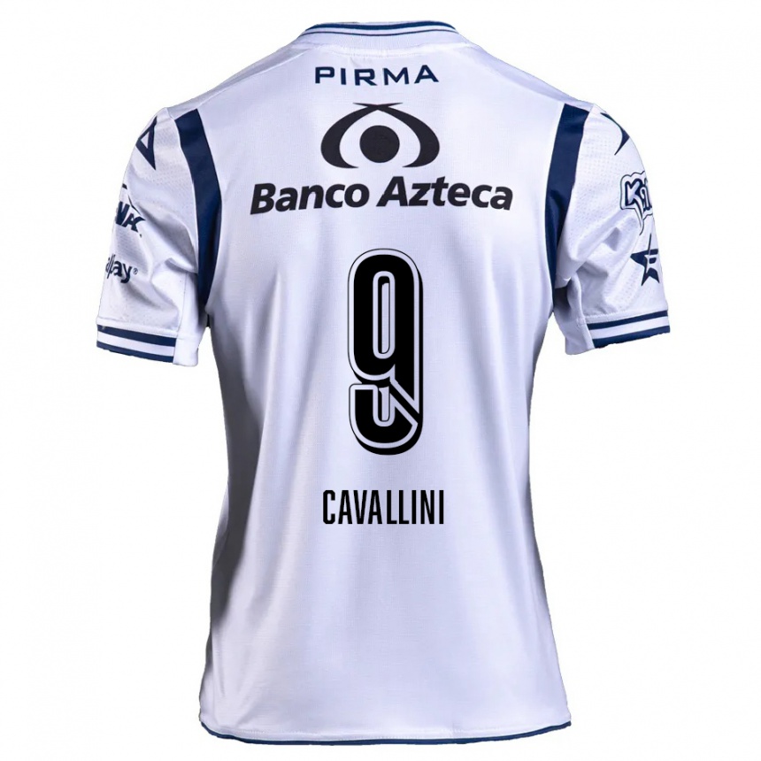 Niño Fútbol Camiseta Lucas Cavallini #9 Blanco Azul Marino 1ª Equipación 2024/25 Argentina