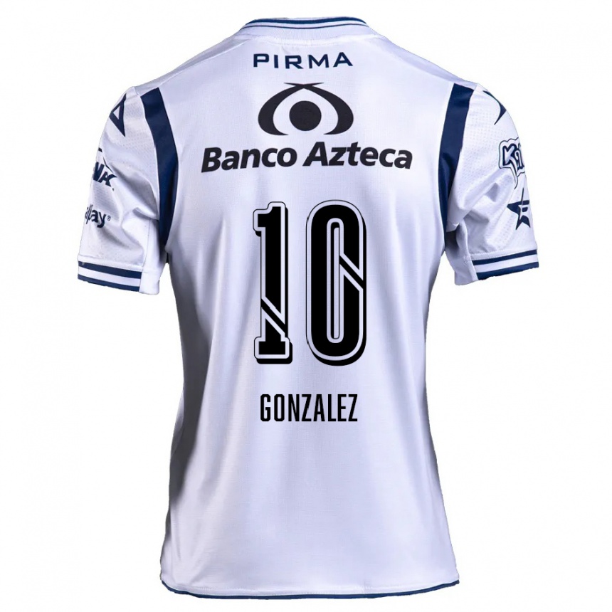 Niño Fútbol Camiseta Jair González #10 Blanco Azul Marino 1ª Equipación 2024/25 Argentina