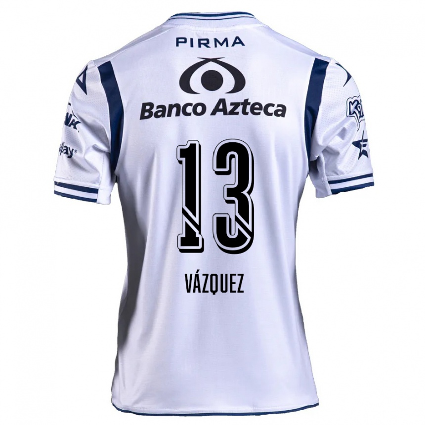 Niño Fútbol Camiseta Ivo Vázquez #13 Blanco Azul Marino 1ª Equipación 2024/25 Argentina