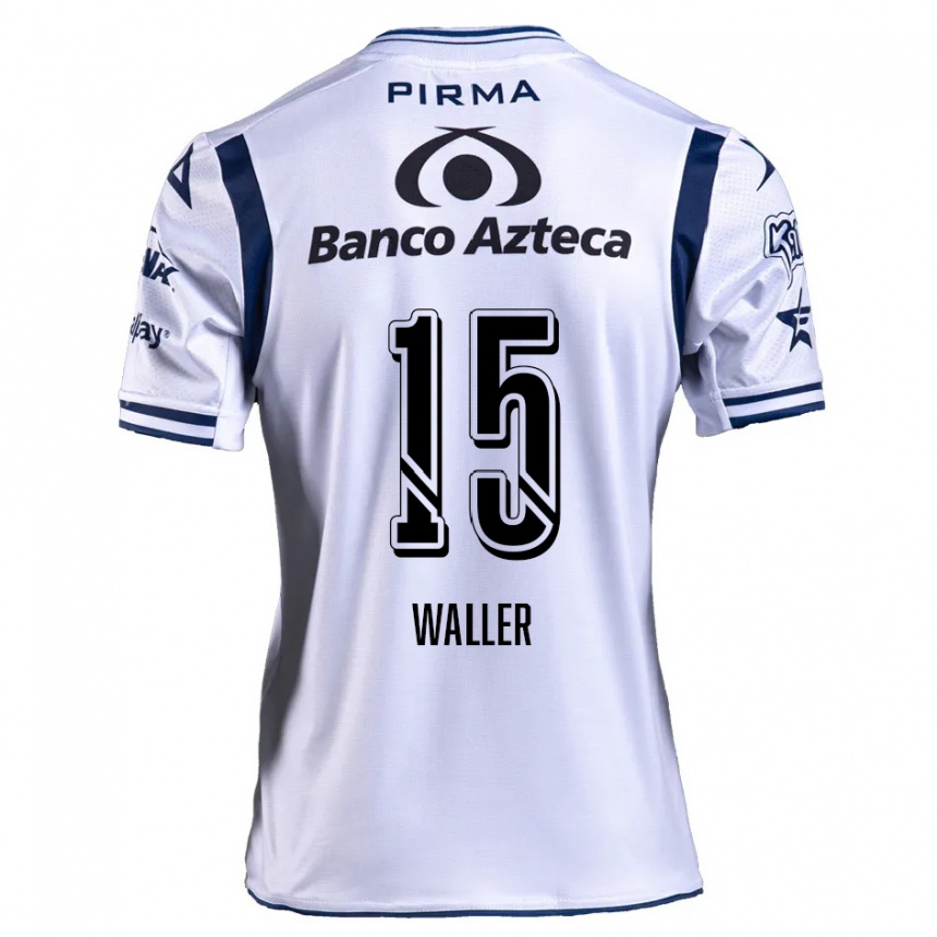 Niño Fútbol Camiseta Facundo Waller #15 Blanco Azul Marino 1ª Equipación 2024/25 Argentina