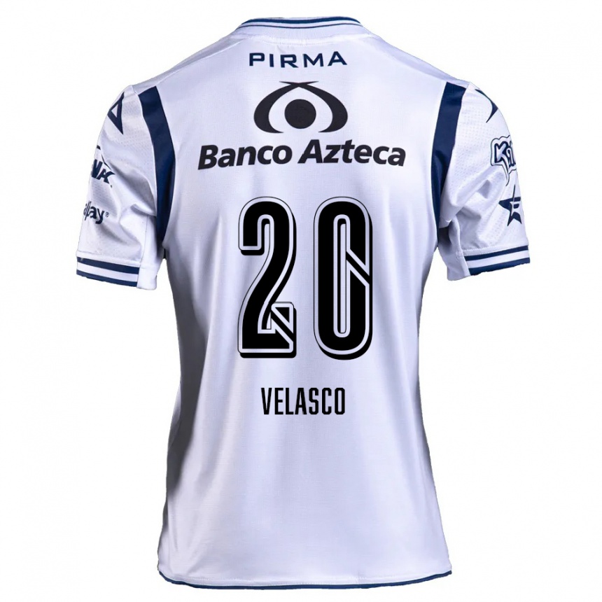 Niño Fútbol Camiseta Kevin Velasco #20 Blanco Azul Marino 1ª Equipación 2024/25 Argentina