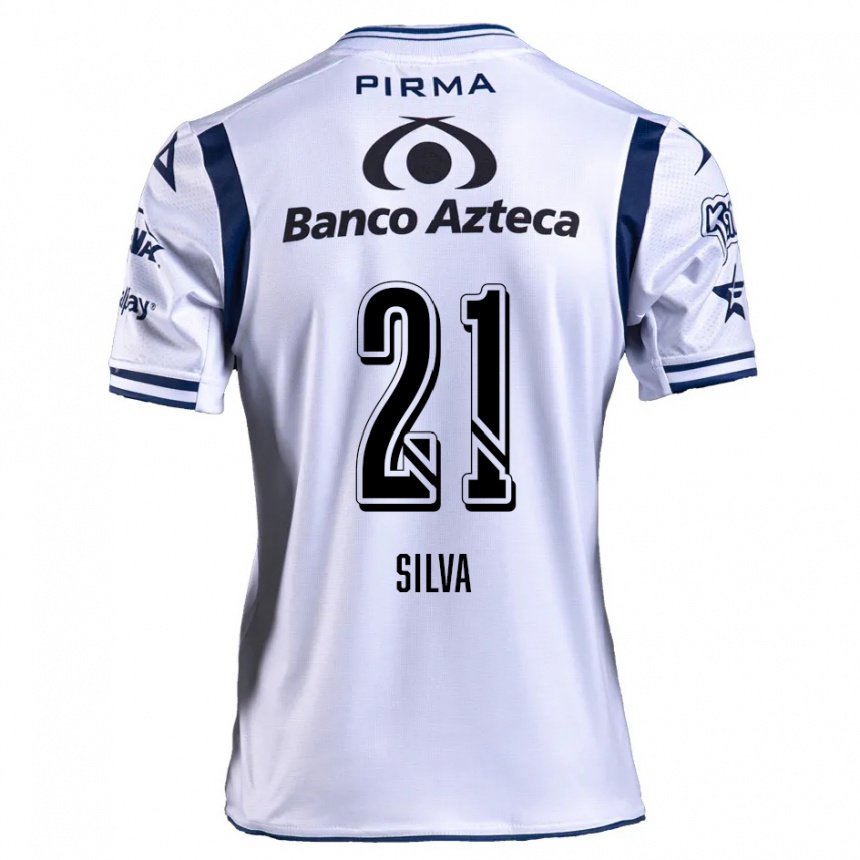 Niño Fútbol Camiseta Gastón Silva #21 Blanco Azul Marino 1ª Equipación 2024/25 Argentina