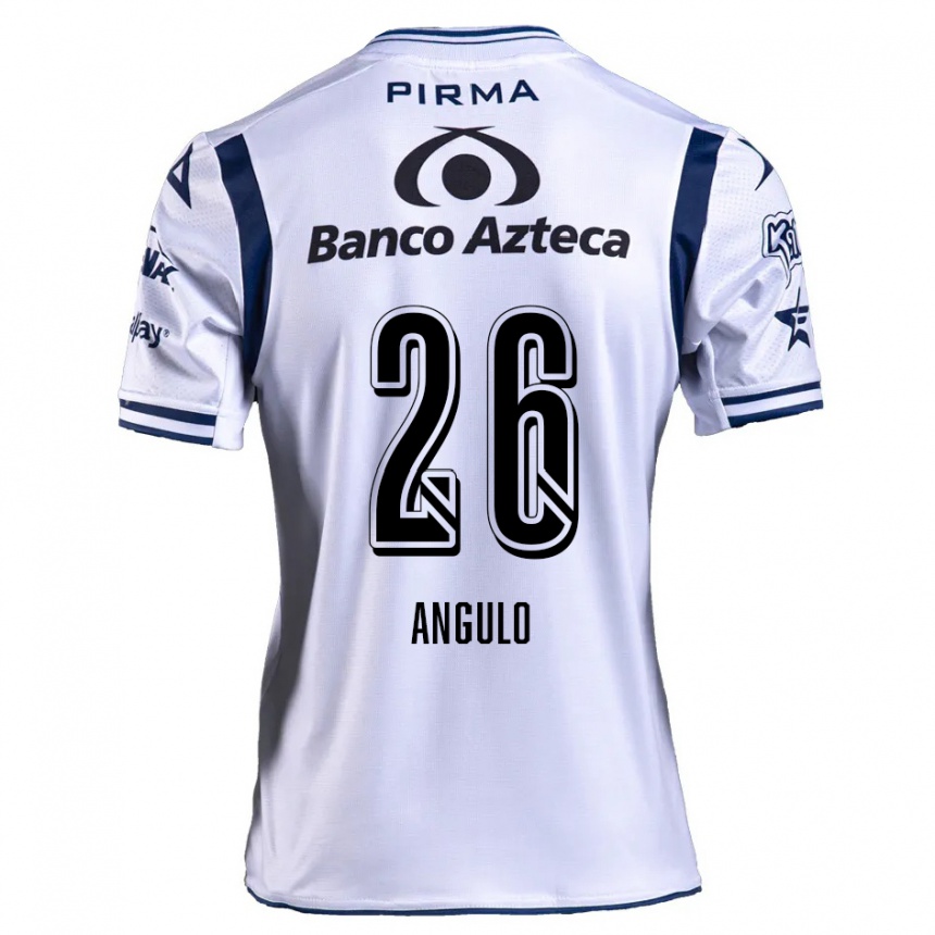 Niño Fútbol Camiseta Brayan Angulo #26 Blanco Azul Marino 1ª Equipación 2024/25 Argentina