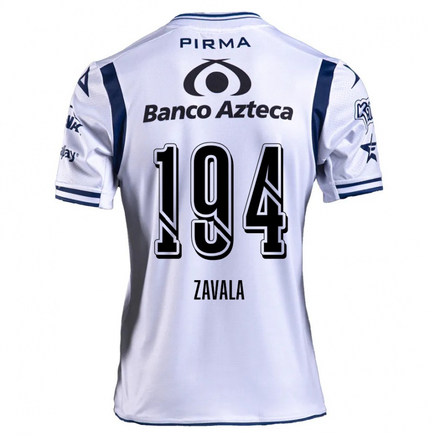 Niño Fútbol Camiseta Arath Zavala #194 Blanco Azul Marino 1ª Equipación 2024/25 Argentina