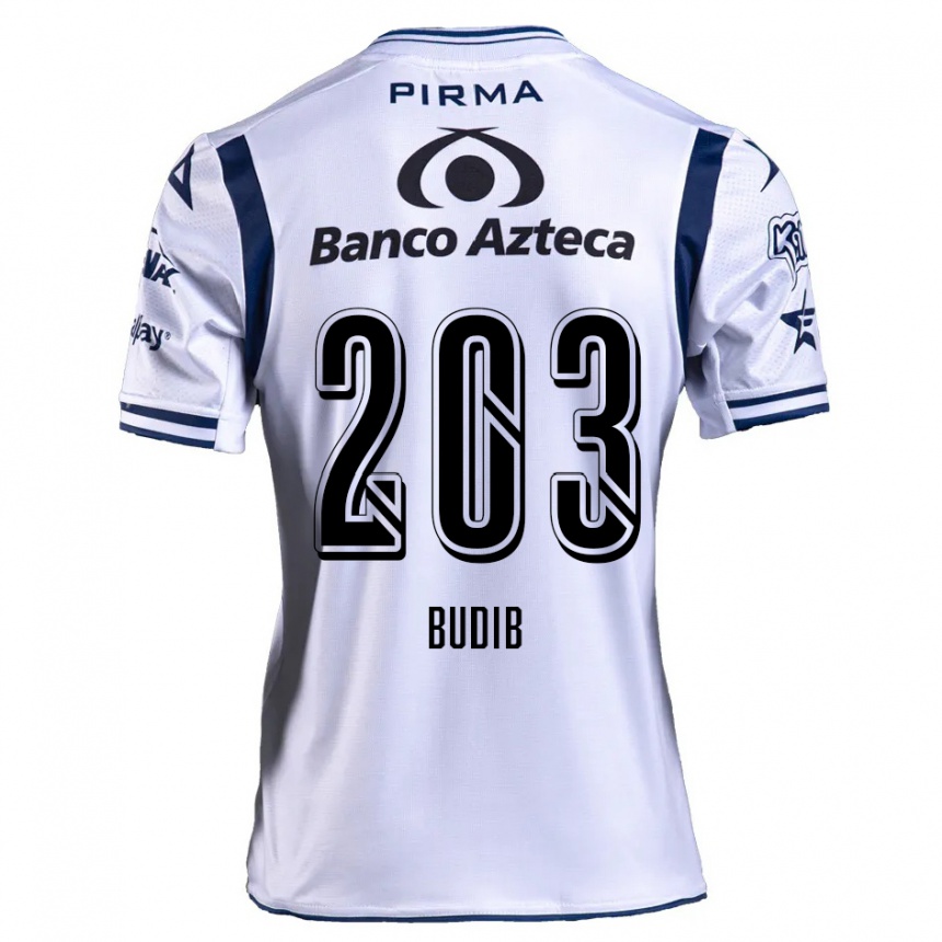 Niño Fútbol Camiseta Pedro Budib #203 Blanco Azul Marino 1ª Equipación 2024/25 Argentina