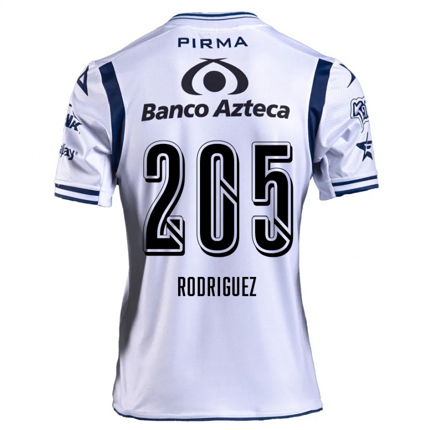 Niño Fútbol Camiseta Alberto Rodríguez #205 Blanco Azul Marino 1ª Equipación 2024/25 Argentina