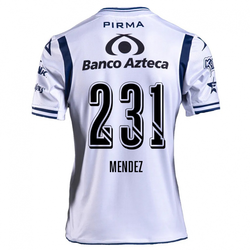 Niño Fútbol Camiseta Alejandro Méndez #231 Blanco Azul Marino 1ª Equipación 2024/25 Argentina