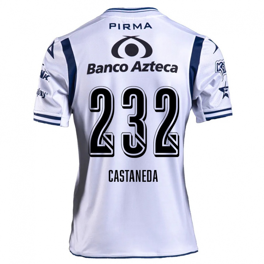 Niño Fútbol Camiseta Ángel Castañeda #232 Blanco Azul Marino 1ª Equipación 2024/25 Argentina