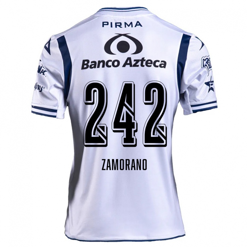 Niño Fútbol Camiseta Leonardo Zamorano #242 Blanco Azul Marino 1ª Equipación 2024/25 Argentina