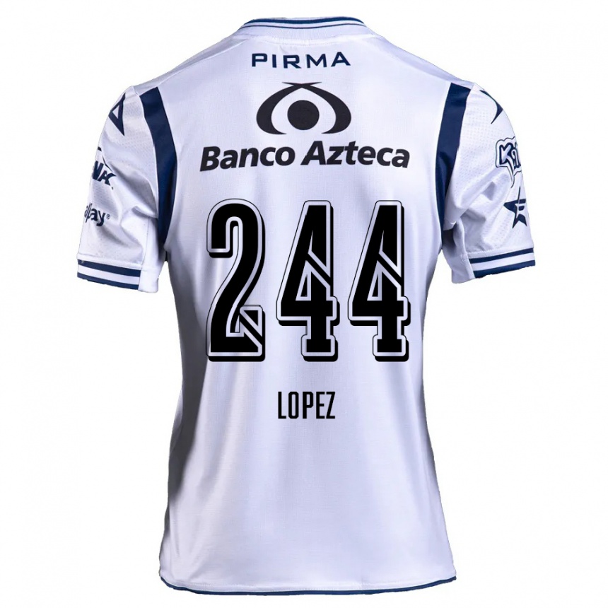 Niño Fútbol Camiseta Daniel López #244 Blanco Azul Marino 1ª Equipación 2024/25 Argentina