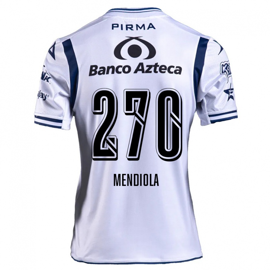 Niño Fútbol Camiseta Carlos Mendiola #270 Blanco Azul Marino 1ª Equipación 2024/25 Argentina