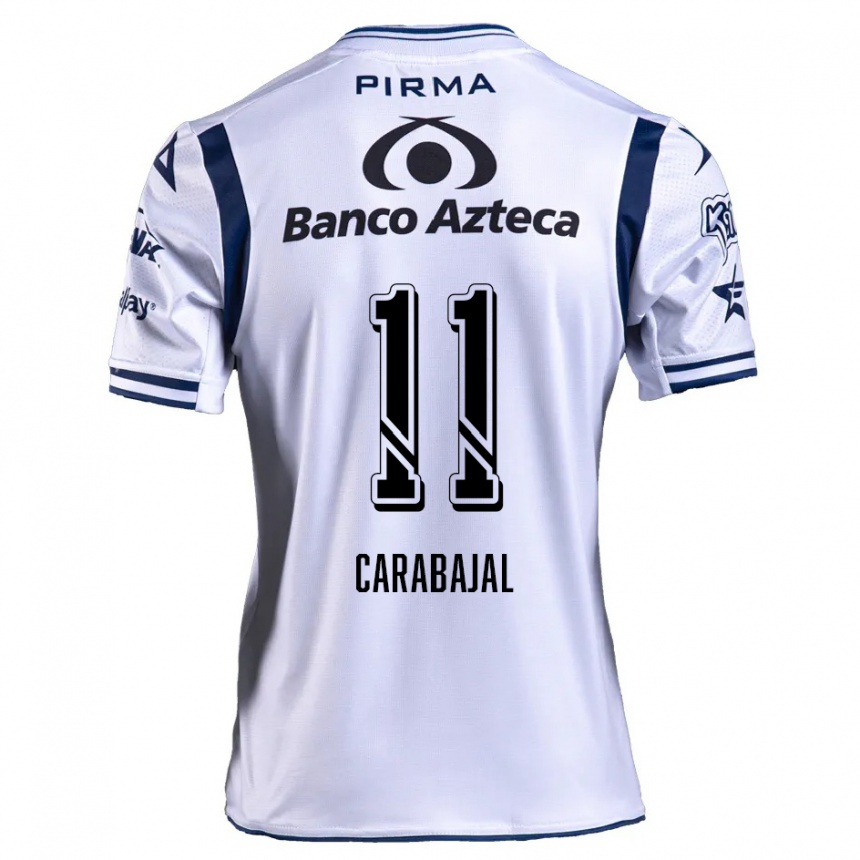 Niño Fútbol Camiseta Gabriel Carabajal #11 Blanco Azul Marino 1ª Equipación 2024/25 Argentina