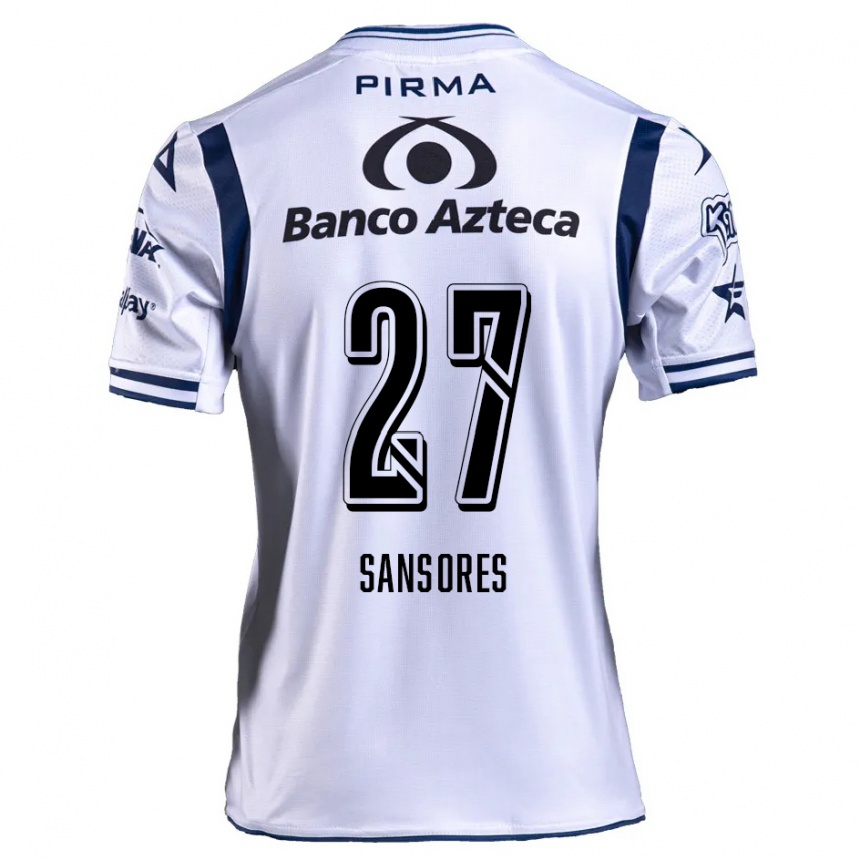 Niño Fútbol Camiseta Miguel Sansores #27 Blanco Azul Marino 1ª Equipación 2024/25 Argentina