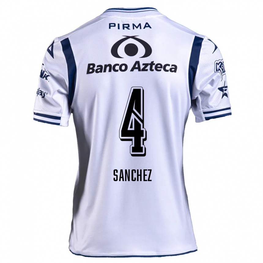 Niño Fútbol Camiseta Liliana Sánchez #4 Blanco Azul Marino 1ª Equipación 2024/25 Argentina