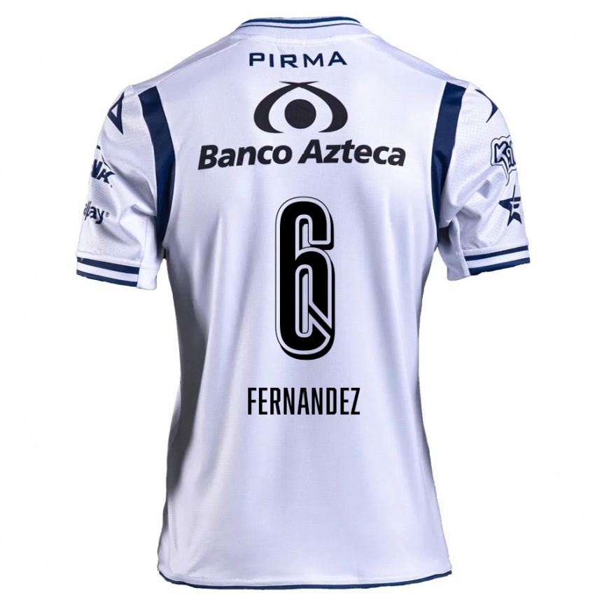 Niño Fútbol Camiseta Liliana Fernández #6 Blanco Azul Marino 1ª Equipación 2024/25 Argentina