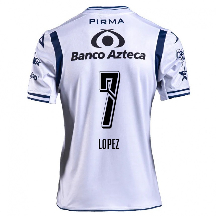 Niño Fútbol Camiseta Viridiana López #7 Blanco Azul Marino 1ª Equipación 2024/25 Argentina