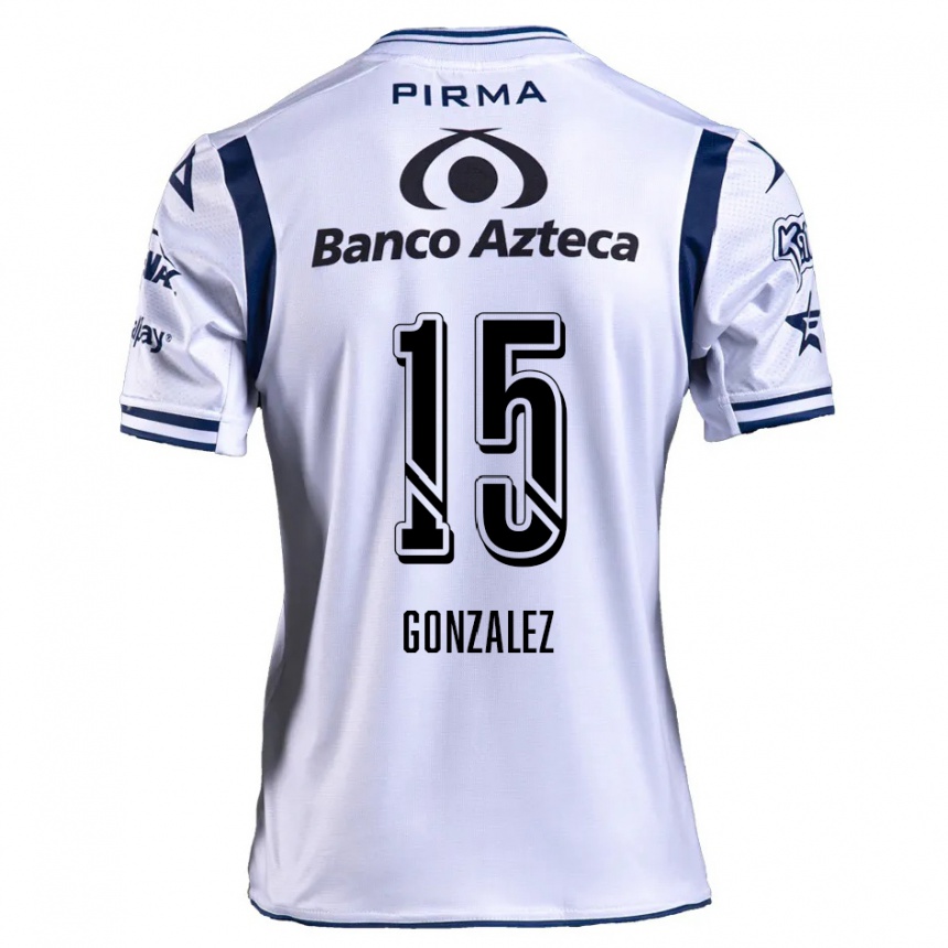 Niño Fútbol Camiseta Jaqueline González #15 Blanco Azul Marino 1ª Equipación 2024/25 Argentina