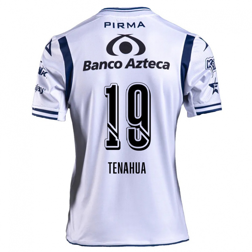 Niño Fútbol Camiseta Itzia Tenahua #19 Blanco Azul Marino 1ª Equipación 2024/25 Argentina