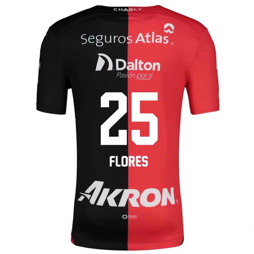 Niño Fútbol Camiseta Leonardo Flores #25 Negro Rojo 1ª Equipación 2024/25 Argentina