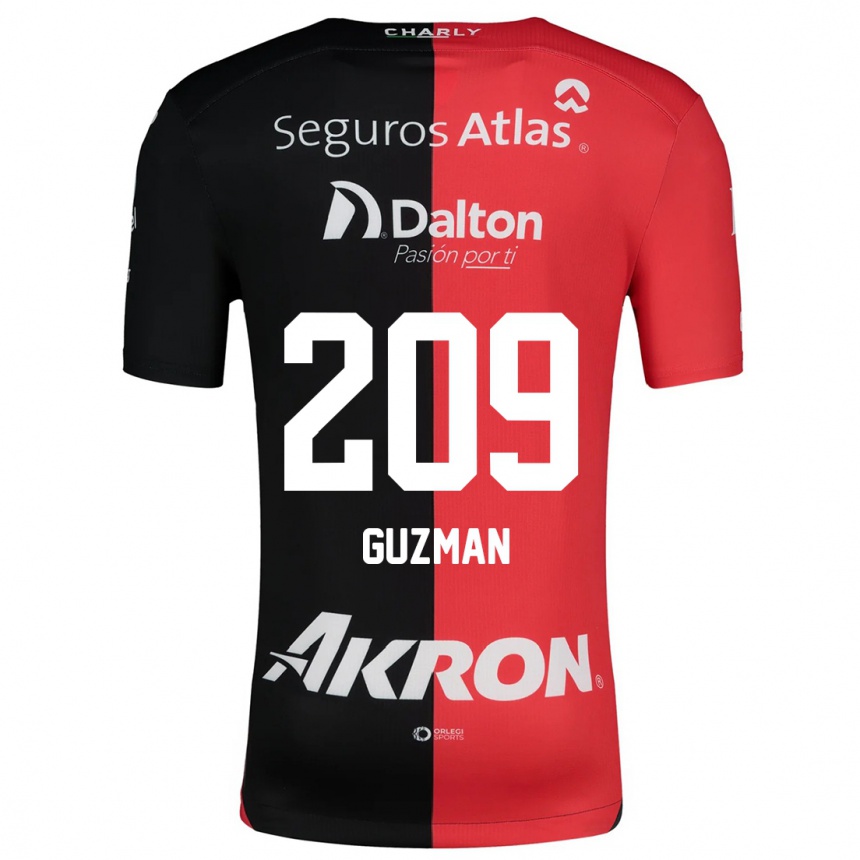 Niño Fútbol Camiseta Jorge Guzmán #209 Negro Rojo 1ª Equipación 2024/25 Argentina