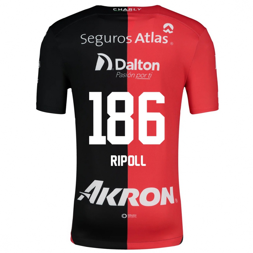 Niño Fútbol Camiseta Alonso Ripoll #186 Negro Rojo 1ª Equipación 2024/25 Argentina