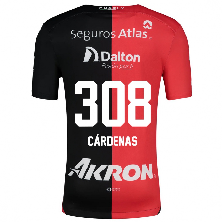 Niño Fútbol Camiseta Rodrigo Cárdenas #308 Negro Rojo 1ª Equipación 2024/25 Argentina