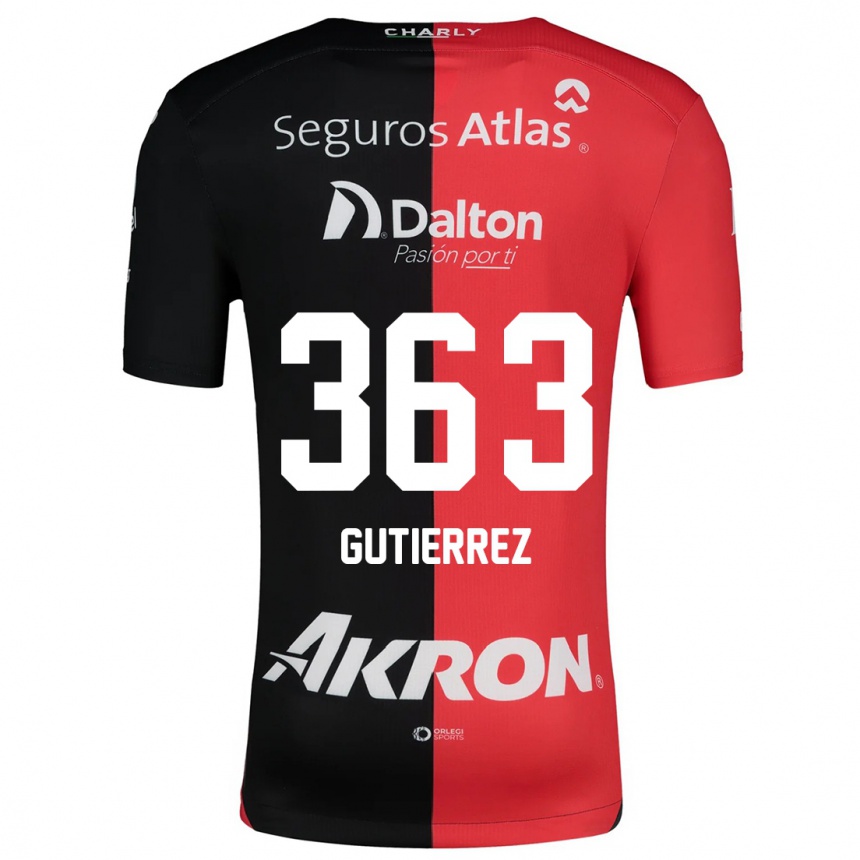 Niño Fútbol Camiseta Orlando Gutiérrez #363 Negro Rojo 1ª Equipación 2024/25 Argentina