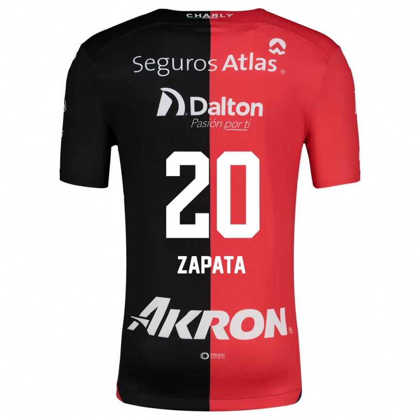 Niño Fútbol Camiseta Juan Zapata #20 Negro Rojo 1ª Equipación 2024/25 Argentina