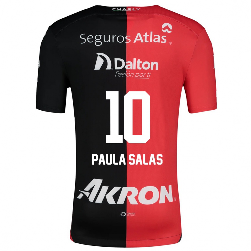 Niño Fútbol Camiseta María Paula Salas #10 Negro Rojo 1ª Equipación 2024/25 Argentina