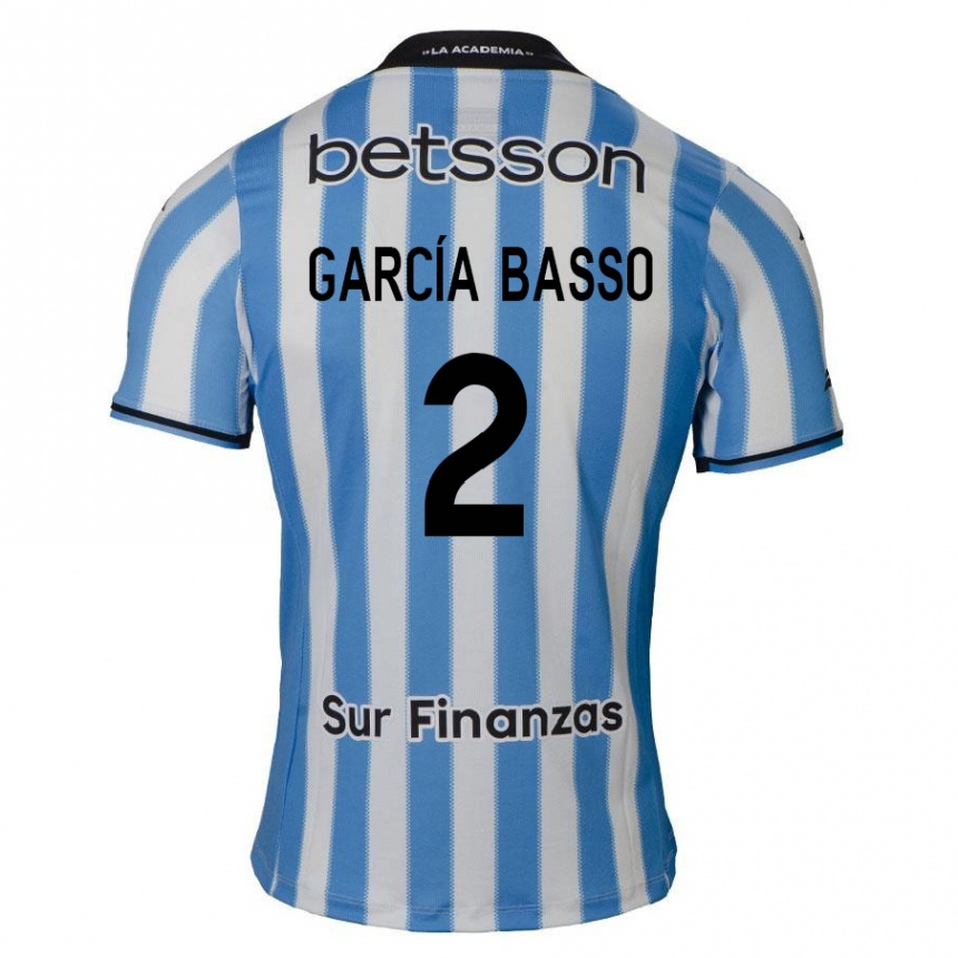 Niño Fútbol Camiseta Agustín García Basso #2 Azul Blanco Negro 1ª Equipación 2024/25 Argentina