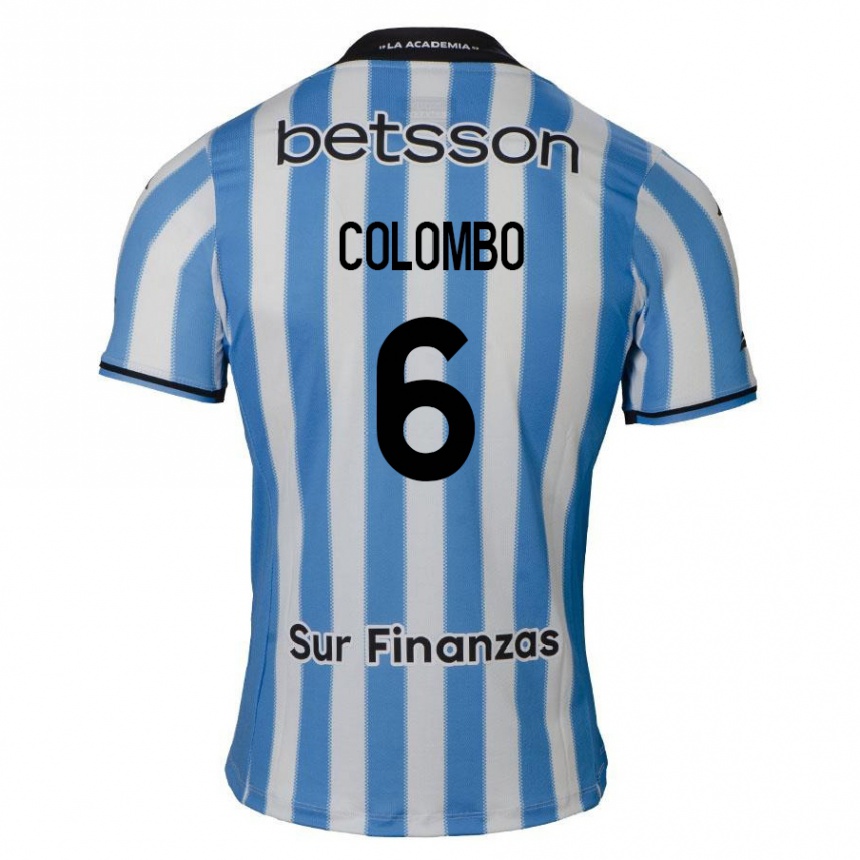 Niño Fútbol Camiseta Nazareno Colombo #6 Azul Blanco Negro 1ª Equipación 2024/25 Argentina