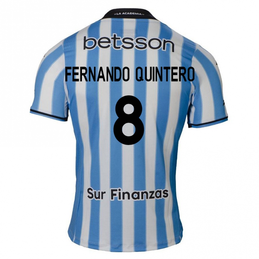 Niño Fútbol Camiseta Juan Fernando Quintero #8 Azul Blanco Negro 1ª Equipación 2024/25 Argentina