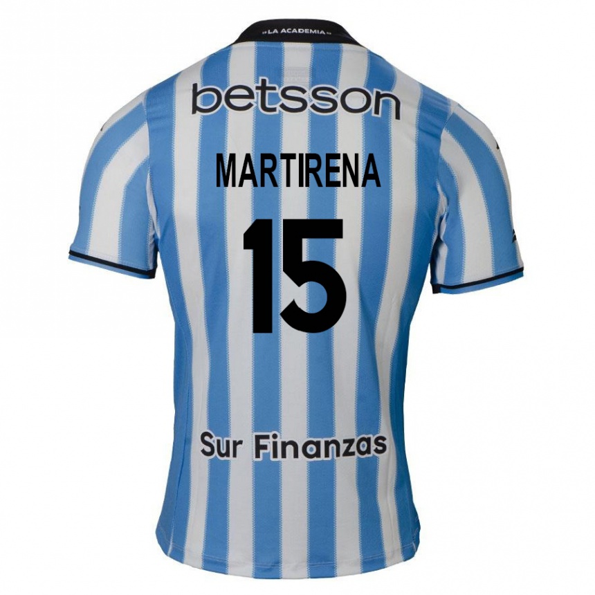 Niño Fútbol Camiseta Gastón Martirena #15 Azul Blanco Negro 1ª Equipación 2024/25 Argentina