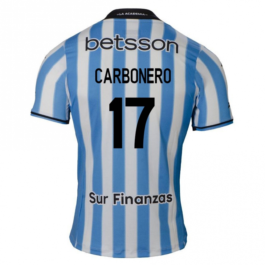 Niño Fútbol Camiseta Johan Carbonero #17 Azul Blanco Negro 1ª Equipación 2024/25 Argentina