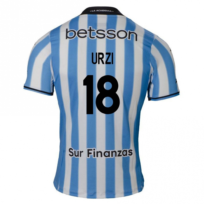 Niño Fútbol Camiseta Agustín Urzi #18 Azul Blanco Negro 1ª Equipación 2024/25 Argentina