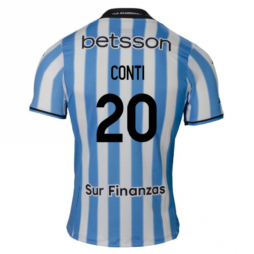 Niño Fútbol Camiseta Germán Conti #20 Azul Blanco Negro 1ª Equipación 2024/25 Argentina