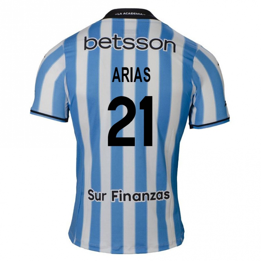 Niño Fútbol Camiseta Gabriel Arias #21 Azul Blanco Negro 1ª Equipación 2024/25 Argentina