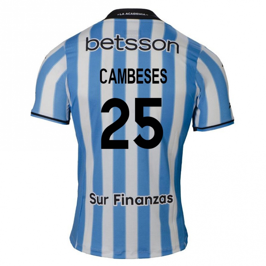 Niño Fútbol Camiseta Facundo Cambeses #25 Azul Blanco Negro 1ª Equipación 2024/25 Argentina