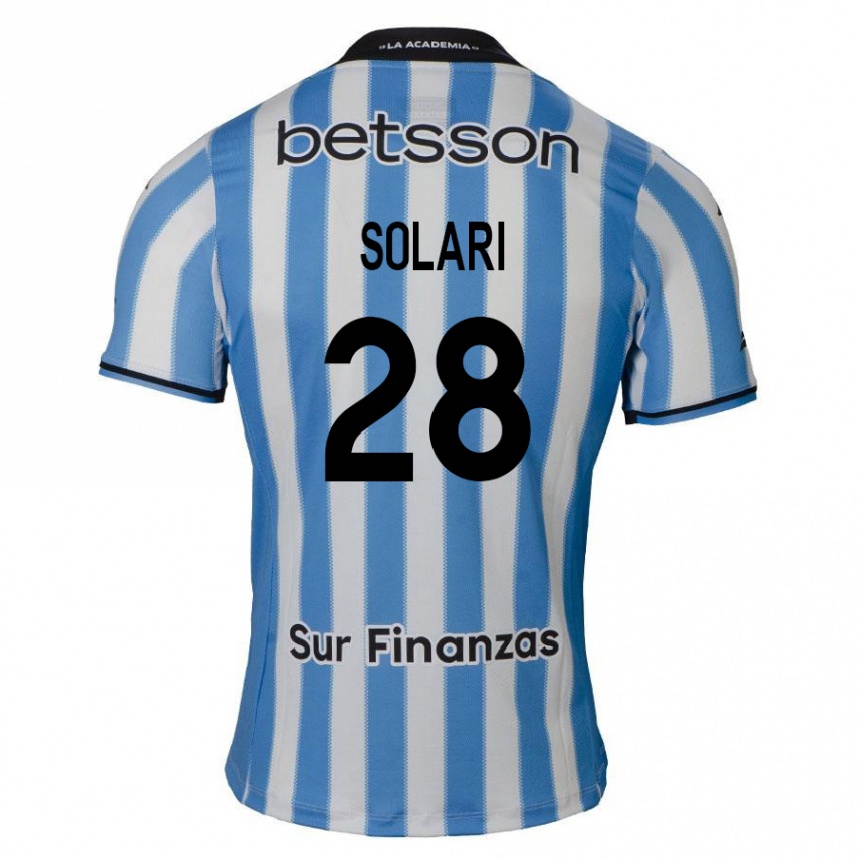 Niño Fútbol Camiseta Santiago Solari #28 Azul Blanco Negro 1ª Equipación 2024/25 Argentina