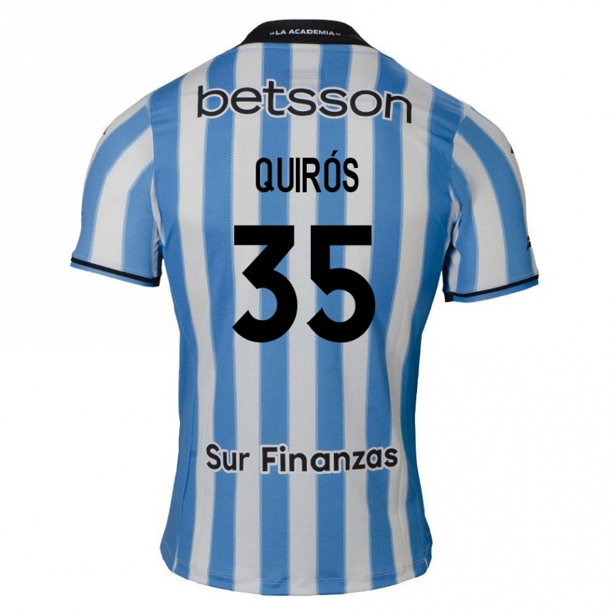 Niño Fútbol Camiseta Santiago Quirós #35 Azul Blanco Negro 1ª Equipación 2024/25 Argentina