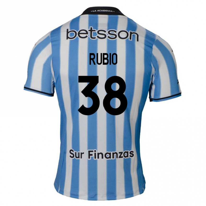 Niño Fútbol Camiseta Tobías Rubio #38 Azul Blanco Negro 1ª Equipación 2024/25 Argentina