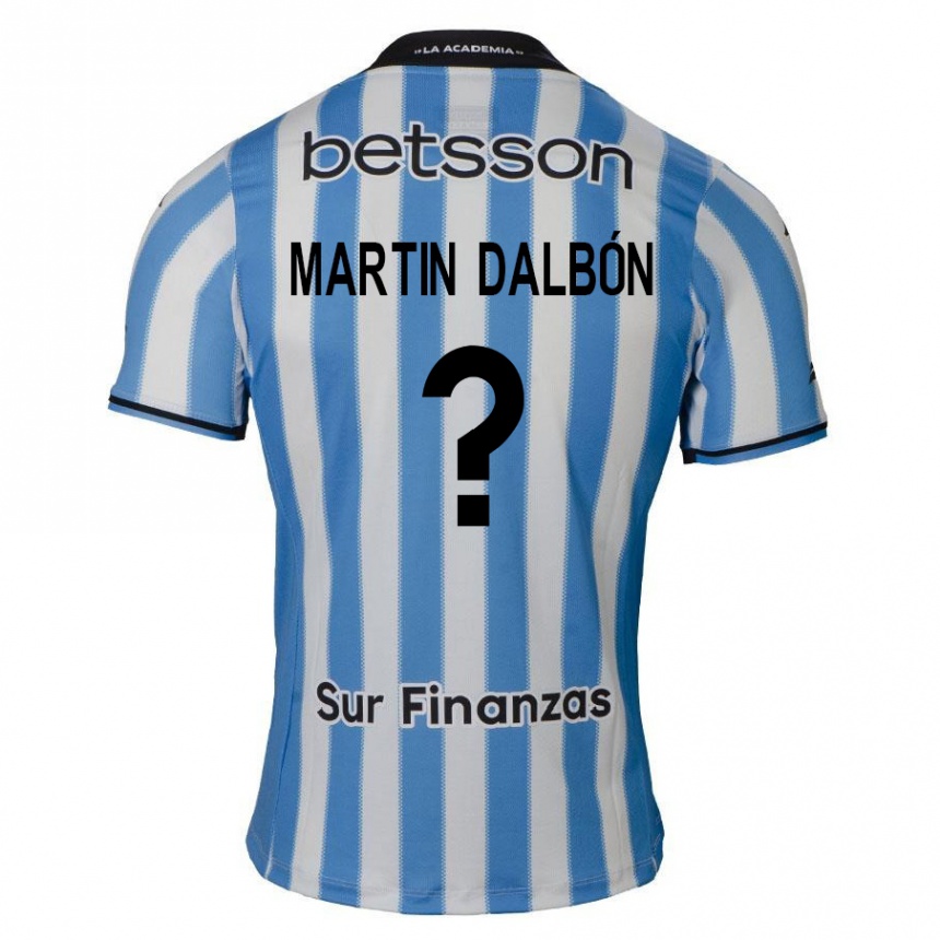 Niño Fútbol Camiseta Juan Martin Dalbón #0 Azul Blanco Negro 1ª Equipación 2024/25 Argentina